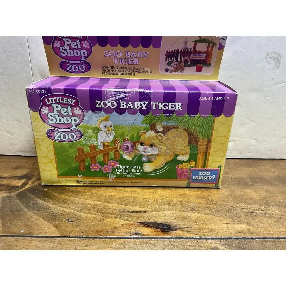 Vintage 1993 Kenner Littlest Pet Shop Zoo Baby Tiger Cockatoo LPS Set NIB
